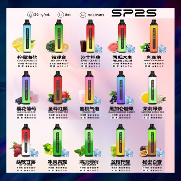 SP2S7000口拋棄式-一次性電子煙-可充電-15種口味可選